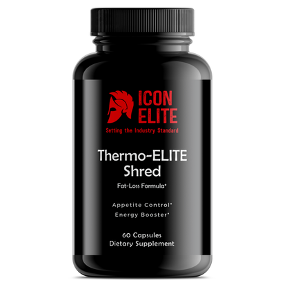 “Thermo-ELITE Shred natural pre-workout energy and focus supplement by ICON ELITE Fitness.”