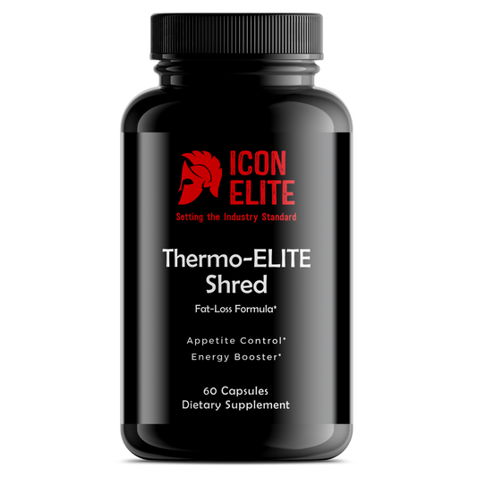 “Thermo-ELITE Shred natural pre-workout energy and focus supplement by ICON ELITE Fitness.”