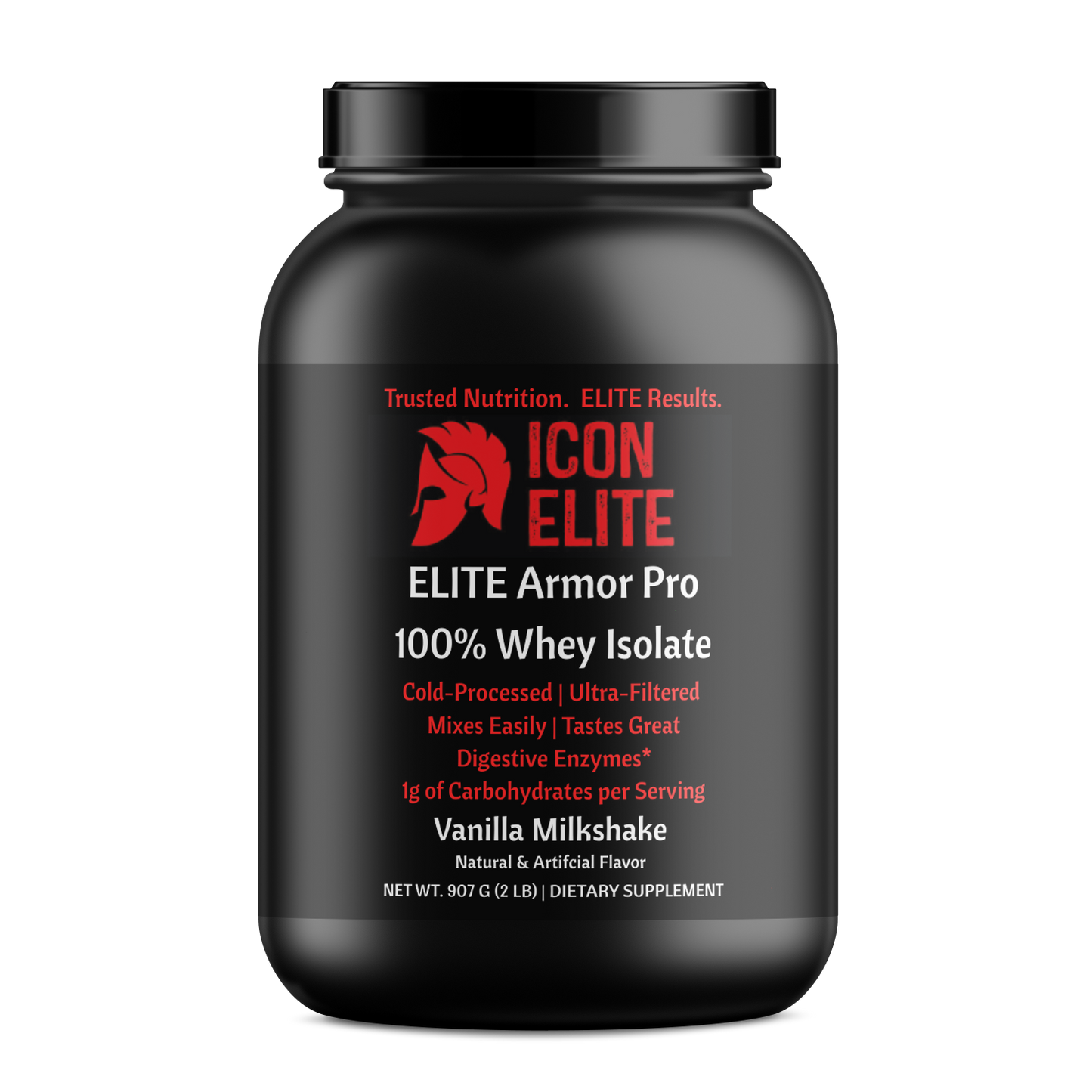 ELITE Armor Pro 100% Whey Isolate Vanilla Milkshake - 2Lb