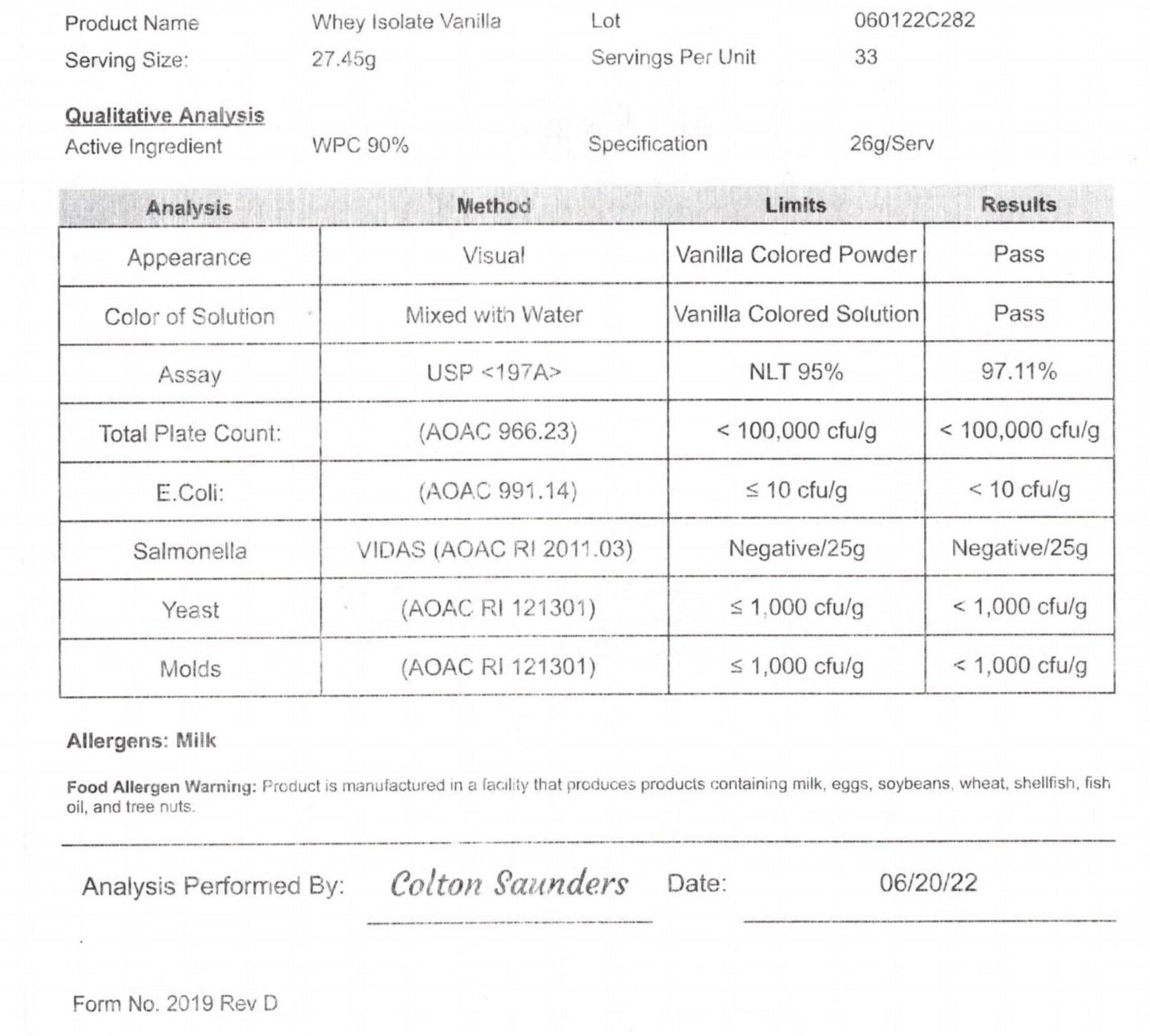 ELITE Armor Pro 100% Whey Isolate Vanilla Milkshake - 2Lb