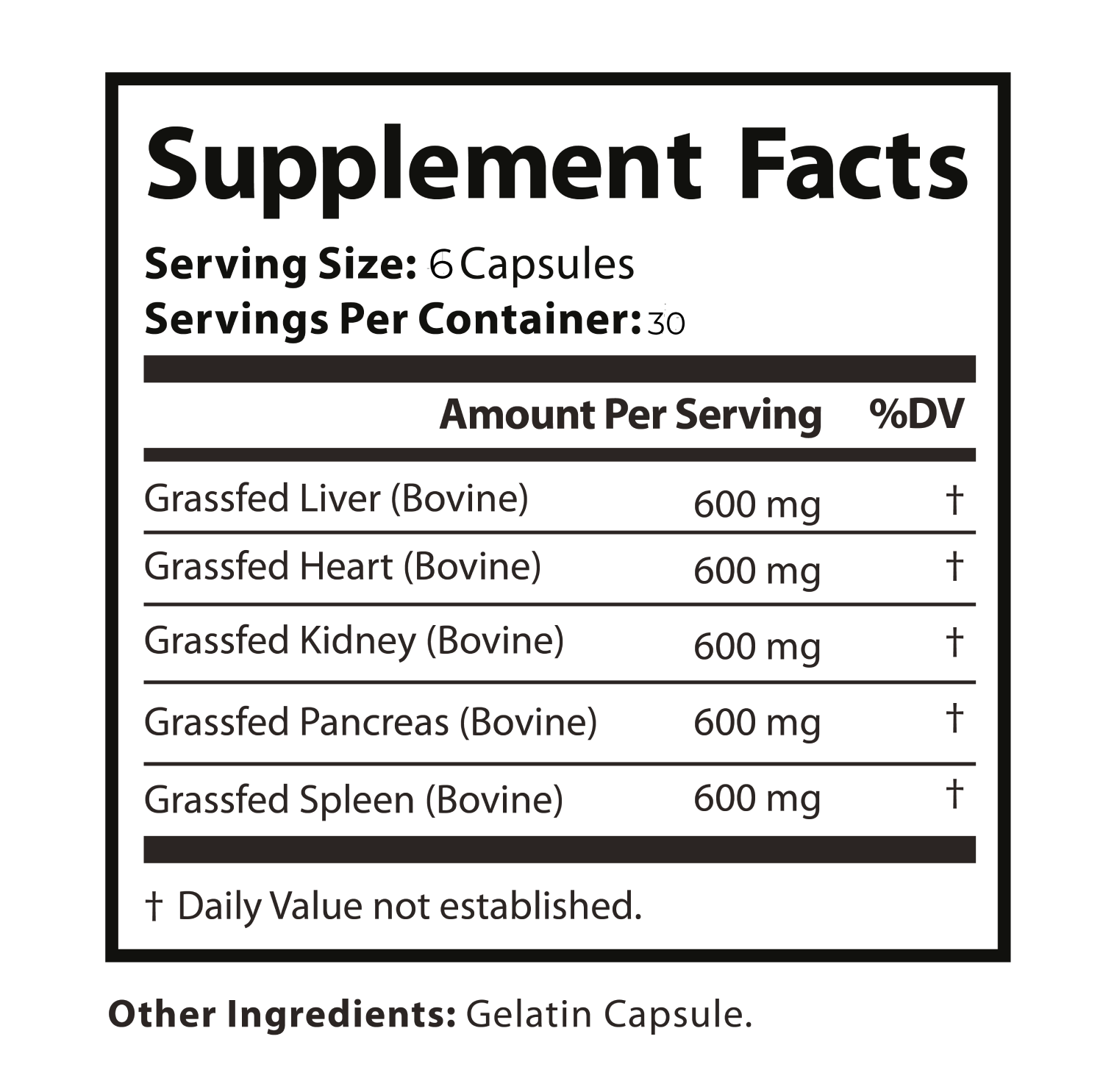 “ELITE Primal Organ Complex grass-fed beef organ supplement capsules”