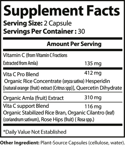 Supplement facts label with detailed nutritional information on a white background