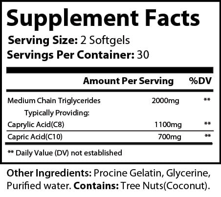 Supplement facts label with serving size, servings per container, and nutritional information.